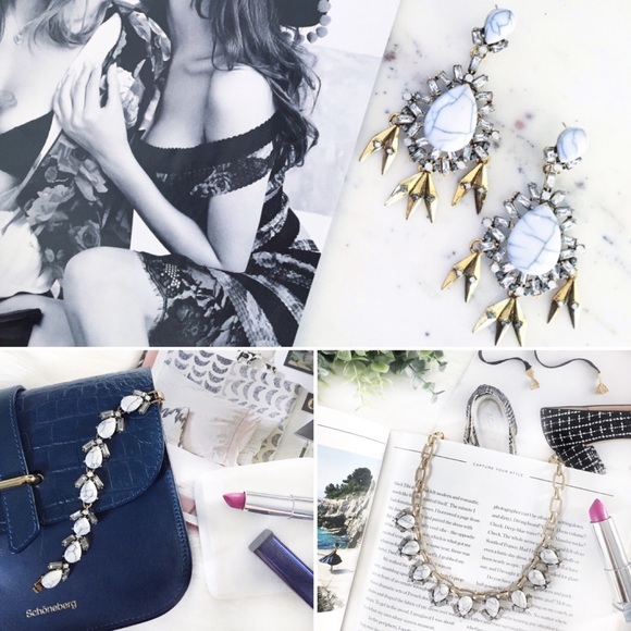 🆑 "Mallory" Earrings || White Marble Statement - Picture 9 of 12